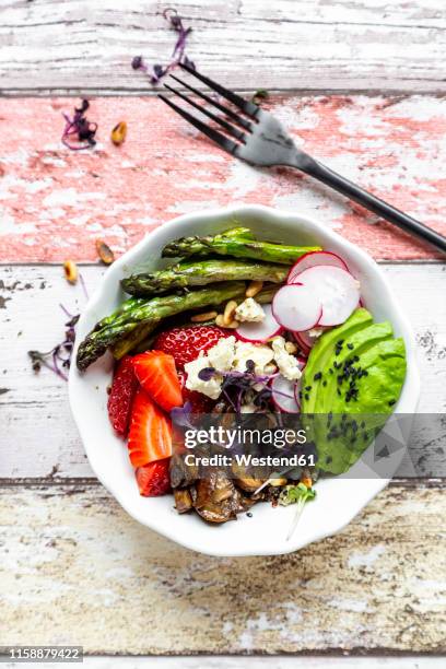 veggie bowl with fresh ingredients - feta stock pictures, royalty-free photos & images