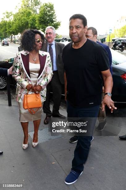 28t Denzel Washington and his wife Pauletta Washington arrive at at 'La Perouse' restaurant where a dinner is given to celebrate Zoe Kravitz and Karl...