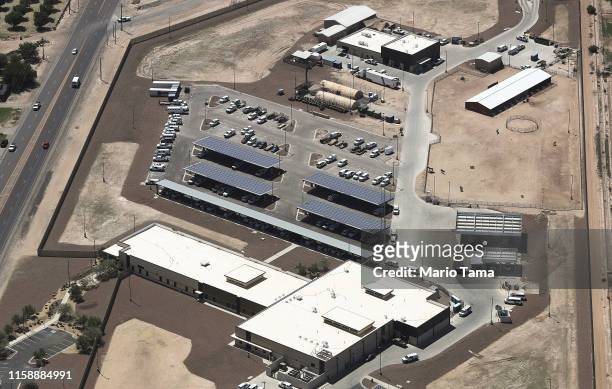 An aerial view of the U.S. Border Patrol facility where attorneys reported that detained migrant children had been held in disturbing conditions on...