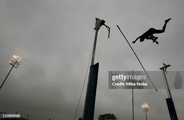 Competitor in the Mens Pole Vault makes an attempt during the adidas Grand Prix at Icahn Stadium on June 11, 2011 in New York City.