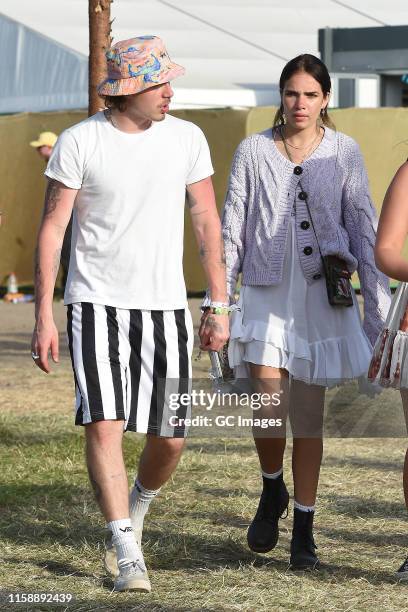 Brooklyn Beckham and Hana Cross seen at Glastonbury Festival 2019 on June 28, 2019 in Glastonbury, England.