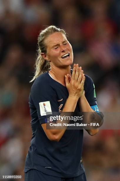 Amandine Henry of France reacts during the 2019 FIFA Women's World Cup France Quarter Final match between France and USA at Parc des Princes on June...