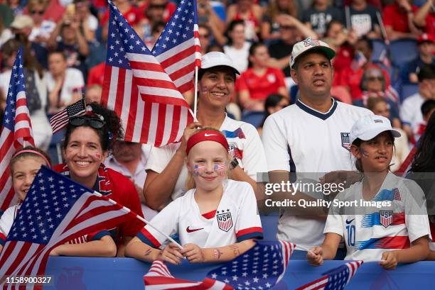 Fans of USA prior to the 2019 FIFA Women's World Cup France Quarter Final match between France and USA at Parc des Princes on June 28, 2019 in Paris,...