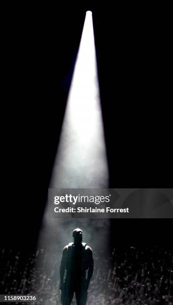 Stormzy performs headlining The Pyramid stage on day three of Glastonbury Festival at Worthy Farm, Pilton on June 28, 2019 in Glastonbury, England.