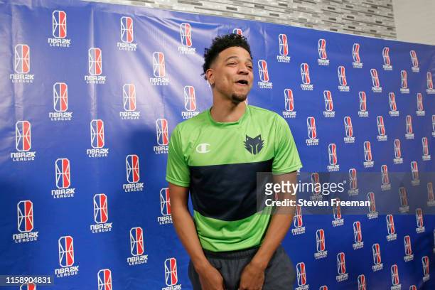 BearDaBeast of T-Wolves Gaming gets hyped after the game against Warriors Gaming Squad during the NBA 2K League Playoffs on July 26, 2019 at the NBA...