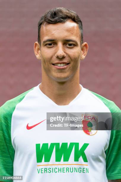 Amarol Borduchi Iago of FC Augsburg poses during the team presentation on July 31, 2019 in Augsburg, Germany.