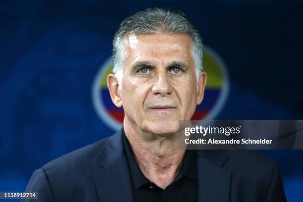 Carlos Queiroz head coach of Colombia looks on during the Copa America Brazil 2019 quarterfinal match between Colombia and Chile at Arena Corinthians...