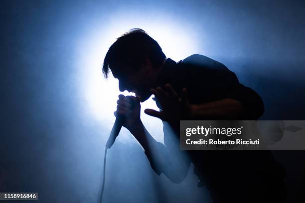 Brett Anderson of Suede performs on stage at Kelvingrove Park on July 31, 2019 in Glasgow, Scotland.