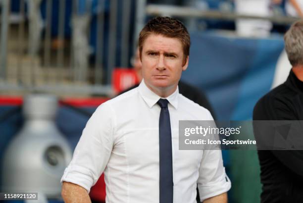 Orlando City SC head coach James O'Connor before a match between the New England Revolution and Orlando City SC on July 27 2019, at Gillette Stadium...