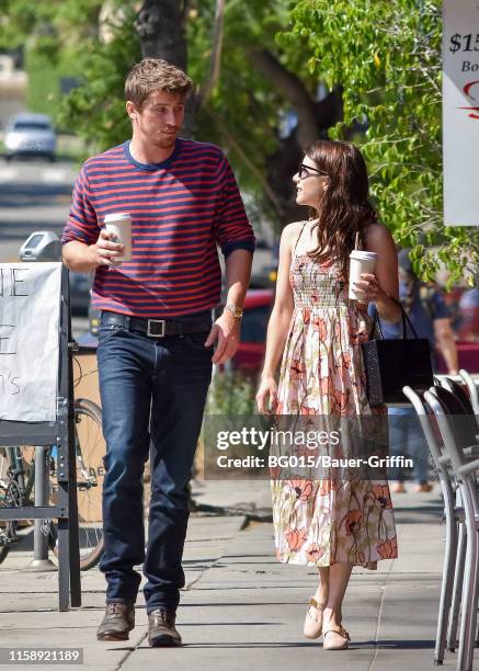 Emma Roberts and Garrett Hedlund are seen on July 31, 2019 in Los Angeles, California.