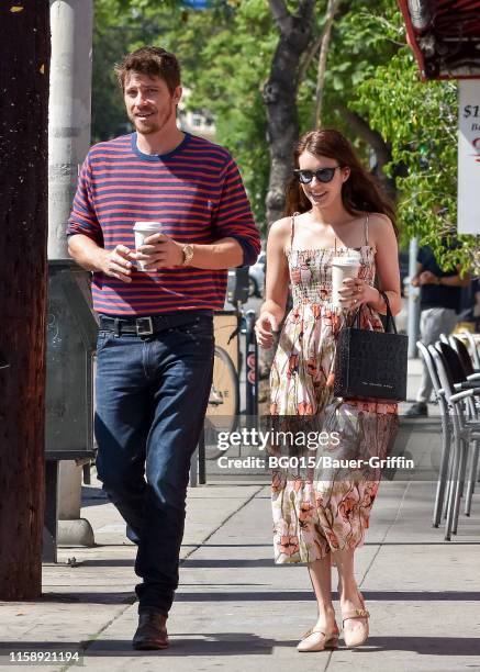 Emma Roberts and Garrett Hedlund are seen on July 31, 2019 in Los Angeles, California.