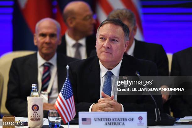 Secretary of State Mike Pompeo attends the Lower Mekong Initiative Ministerial Meeting on the sidelines of the 52nd Association of Southeast Asian...