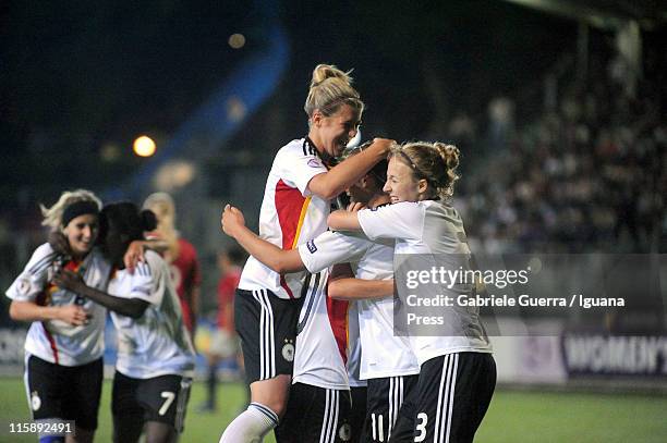 Players of Germany celebrates during the final match of European Women's Under 19 Football Championship between Germany and Norway on June 11, 2011...