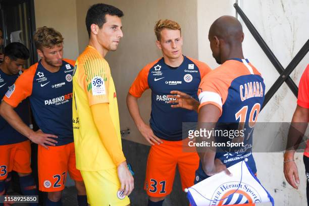 Souleymane Camara and Nicolas Cozza and Matis Carvalho of Montpellier during the Friendly match between Montpellier and UNFP on July 31, 2019 in...