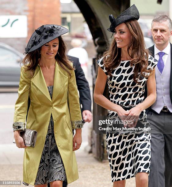 Pippa Middleton and Catherine Duchess of Cambridge attend the wedding of Sam Waley-Cohen and Annabel Ballin at St. Michael and All Angels church on...