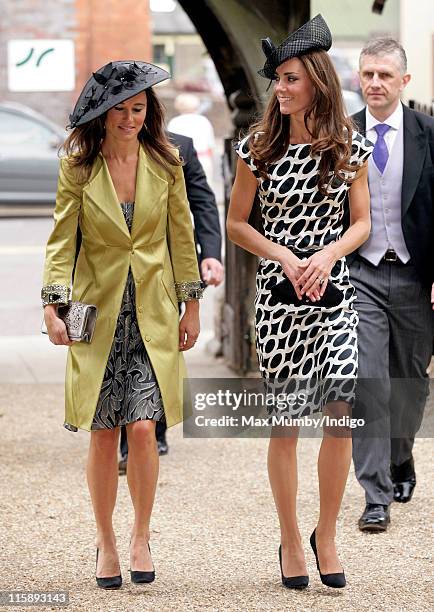 Pippa Middleton and Catherine Duchess of Cambridge attend the wedding of Sam Waley-Cohen and Annabel Ballin at St. Michael and All Angels church on...