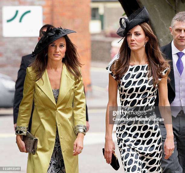 Pippa Middleton and Catherine Duchess of Cambridge attend the wedding of Sam Waley-Cohen and Annabel Ballin at St. Michael and All Angels church on...