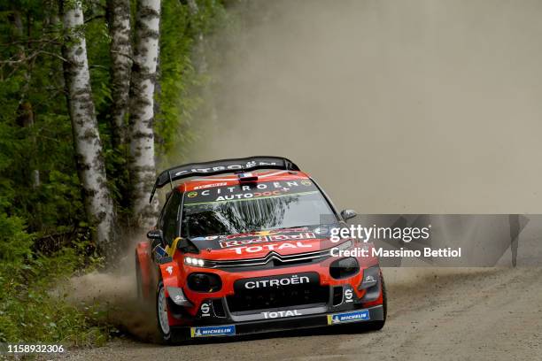 Sebastien Ogier of France and Julien Ingrassia of France compete in ther Citroen Total WRT Citron C3 WRC during the Shakedown of the FIA WRC Neste...