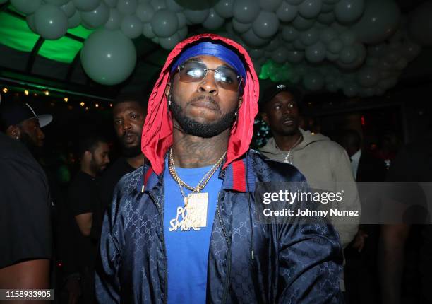 Pop Smoke attends Lil Uzi Vert's 25th Birthday at Moxy Hotel on July 31, 2019 in New York City.