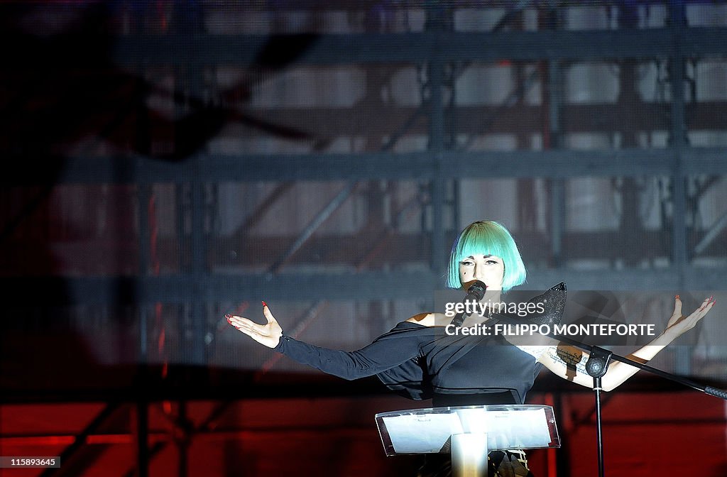 US singer Lady Gaga performs in Rome's C