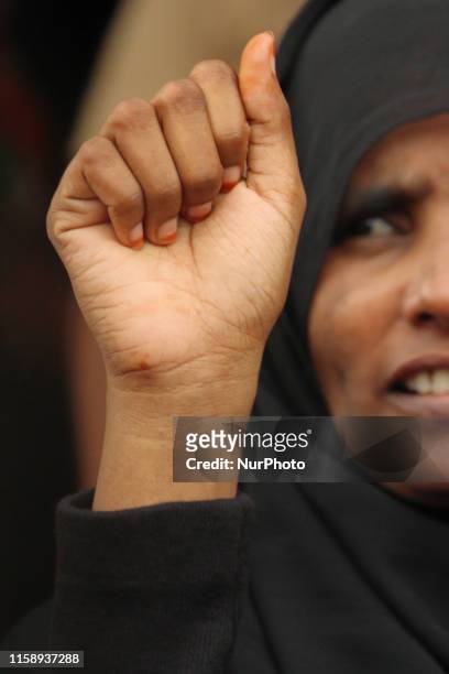 Muslim woman takes part in a protest against Triple Talaq or instant divorce bill in Mumbai, India on 01 August 2019. The Bill has been cleared by...