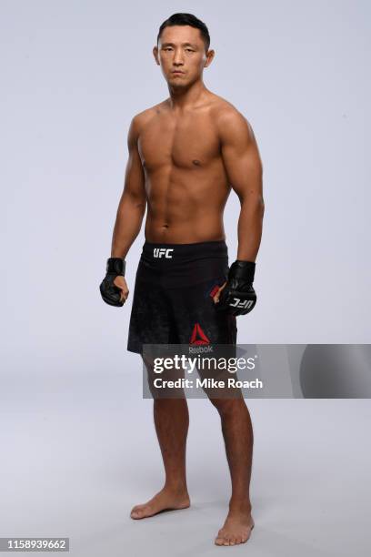 Dong Hyun Ma of South Korea poses for a portrait during a UFC photo session on July 31, 2019 in Newark, New Jersey.