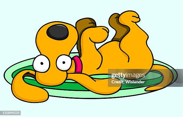 play dead - dog lying on back stock illustrations