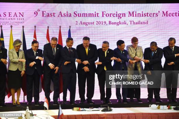 South Korea's Foreign Minister Kang Kyung-wha, Philippines' Foreign Minister Teodoro Locsin Jr, Russia's Deputy Foreign Minister Igor Morgulov,...