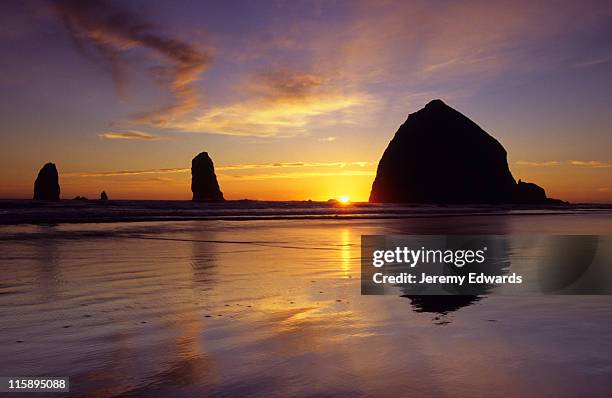 seastacks, cannon beach, oregon - oregon coast stock pictures, royalty-free photos & images