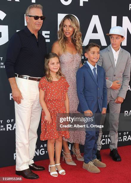 Grace Avery Costner, Kevin Costner, Hayes Logan Costner, Christine Baumgartner and Cayden Wyatt Costner arrive for the Premiere Of 20th Century Fox's...