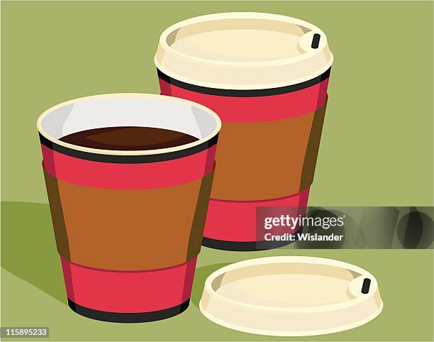 two coffees to go - holding teacup stock illustrations