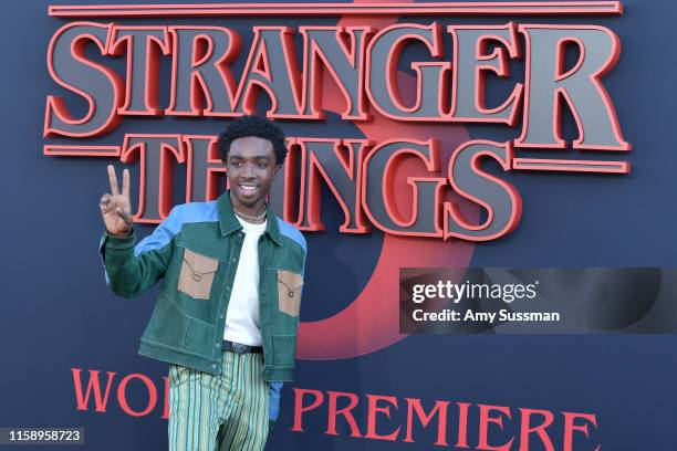 Caleb McLaughlin attends the premiere of Netflix's "Stranger Things" Season 3 on June 28, 2019 in Santa Monica, California.