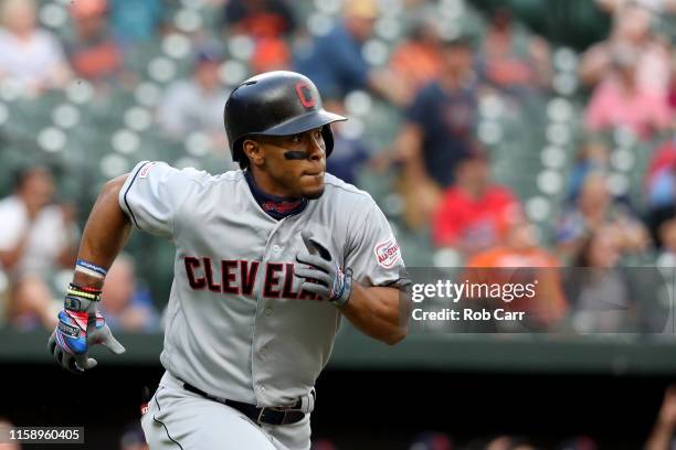 Francisco Lindor of the Cleveland Indians bats against the Baltimore Orioles at Oriole Park at Camden Yards on June 28, 2019 in Baltimore, Maryland.