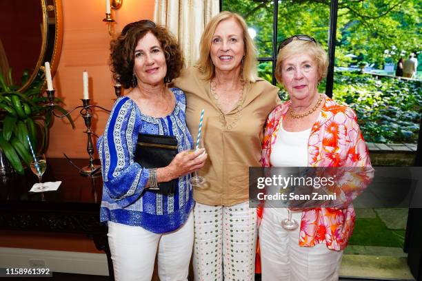 Julie Latzer, Cathy Adelhardt and Barbara Adelhardt attend A Country House Gathering To Benefit Preservation Long Island on June 28, 2019 in Locust...