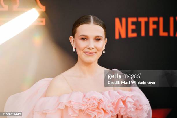 Millie Bobby Brown attends the premiere of Netflix's "Stranger Things" Season 3 on June 28, 2019 in Santa Monica, California.