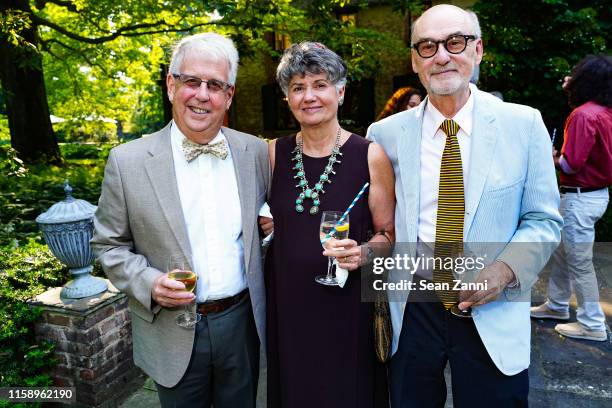 Toby Kissam, Peggy Brucia and Jim Campbell attend A Country House Gathering To Benefit Preservation Long Island on June 28, 2019 in Locust Valley,...