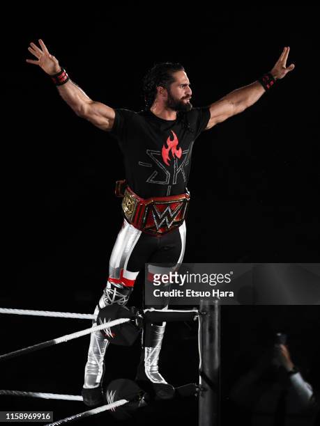 Seth Rollins enters the ring during the WWE Live Tokyo at Ryogoku Kokugikan on June 28, 2019 in Tokyo, Japan.