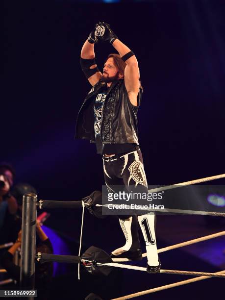 Styles enters the ring during the WWE Live Tokyo at Ryogoku Kokugikan on June 28, 2019 in Tokyo, Japan.