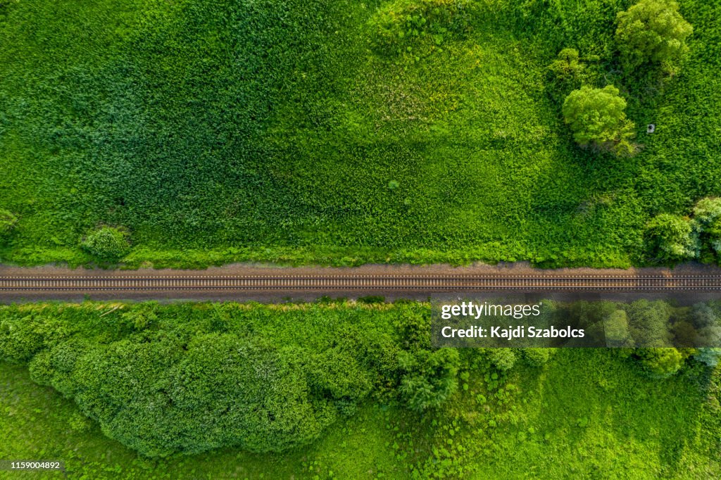 Vista aérea da estrada de ferro