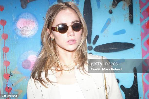 Suki Waterhouse attends day two of the Glastonbury Festival on June 29, 2019 in Glastonbury, England.