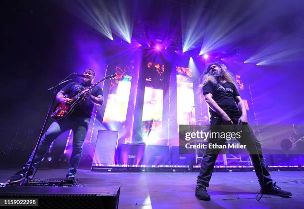 Guitarist Travis Stever and frontman Claudio Sanchez of Coheed and Cambria perform at The Joint inside the Hard Rock Hotel & Casino on June 28, 2019...