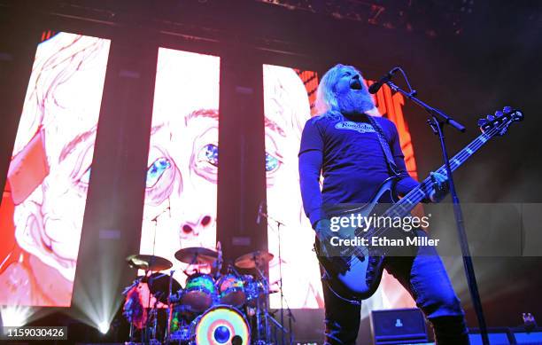 Singer/bassist Troy Sanders of Mastodon performs at The Joint inside the Hard Rock Hotel & Casino on June 28, 2019 in Las Vegas, Nevada.