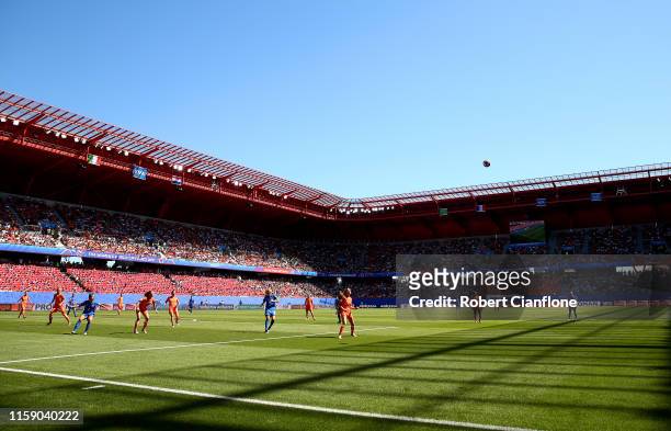 General view inside the stadium during the 2019 FIFA Women's World Cup France Quarter Final match between Italy and Netherlands at Stade du Hainaut...