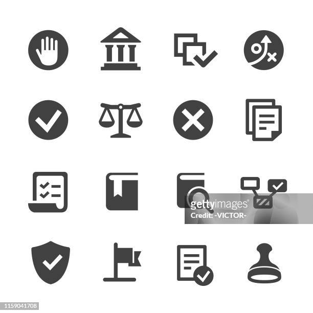 compliance icons set - acme series - conformity stock illustrations