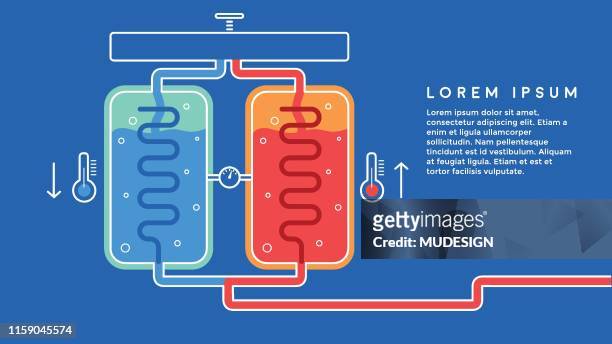 heating systems - water tower storage tank stock illustrations