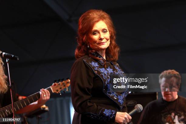 Loretta Lynn performs on stage during Bonnaroo 2011 at That Tent on June 11, 2011 in Manchester, Tennessee.