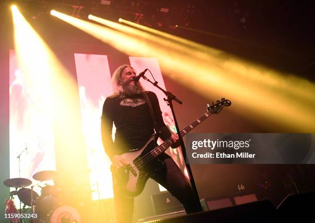 Singer/bassist Troy Sanders of Mastodon performs at The Joint inside the Hard Rock Hotel & Casino on June 28, 2019 in Las Vegas, Nevada.