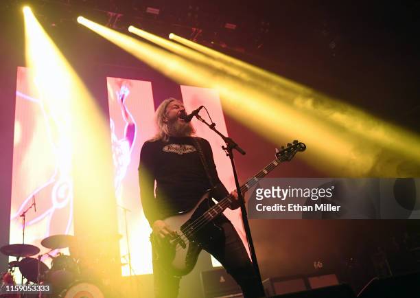 Singer/bassist Troy Sanders of Mastodon performs at The Joint inside the Hard Rock Hotel & Casino on June 28, 2019 in Las Vegas, Nevada.
