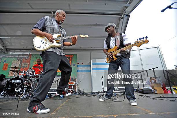 Zac Harmon and Cory "Buthel" Burns perform during the 2011 Chicago Blues Festival at Grant Park on June 11, 2011 in Chicago, Illinois.