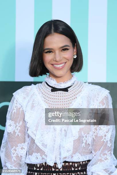 Bruna Marquezineattends miu miu club event at Hippodrome d'Auteuil on June 29, 2019 in Paris, France.